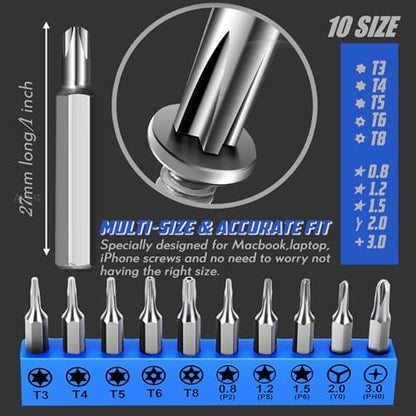 Repair Tool Kit for Apple Macbook,MINGFIX Macbook Pro/Air Screwdriver Set with P2 P5 P6 Pentalobe,T3 T4 T5 T6 T8 Torx,Ph000 Ph00 Ph0 Phillips & Y0 Screwdrivers for Teardown,Opening,Screen Replacement - style: 20 in 1
