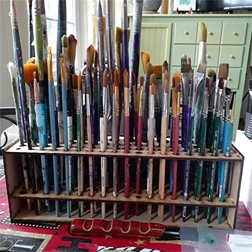 Brush Holder Paintbrush Holder 67 Holes Paint Brush Holders and Organizers Wall Mount Or Freestanding Desk Organizer Stand Holder For Pencils, Pens Stationary Supplies For Men Women