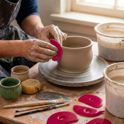 DIYOOHOMY Pottery Ribs for Pottery Tools and Clay Tools, Soft Silicone Ceramic Supplies Kit for Shapes Sculpting,Mud,Trimming,Throwing (6) - color: red-6