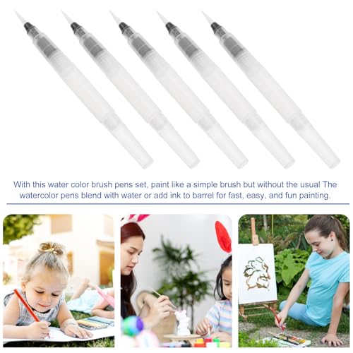 Gatuida 30 Pcs Watercolor Brush Pens, Refillable Water Brush Pen Set for Painting, Drawing, Travel, Transparent Small Pointed Tips, 4. 72 Inch