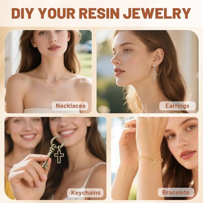 Gartful Open Bezels for Resin Jewelry Making, Hollow Frame Pendants with Jump Rings, Craft Bezels for Necklace, Earrings - style: Cross - 30PCS