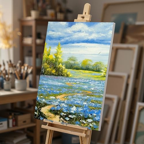 Fuyoooo 3 Pcs 32'' Wooden H-Frame Studio Tabletop Easel- Adjustable Stand, Holds up to 16 Canvas, Portable Tabletop Easel for Painting Display Drawing Stand