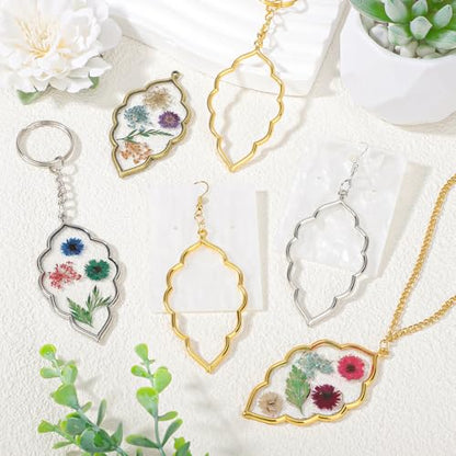 Gartful Open Bezels for Resin Jewelry Making, Hollow Frame Pendants with Jump Rings, Craft Bezels for Necklace, Earrings - style: Leaf - 30PCS
