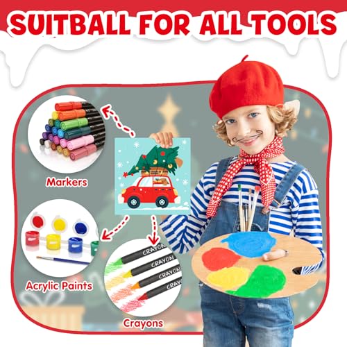 conda Pre Printed Canvas for Painting 12 Pcs 6 x 6 Inch, Pre Drawn Canvas Boards with Christmas Pictures to Paint, Theme Canvas Panels Set for Beginners Students, DIY Paint Art Supplies - color: Christmas Canvas