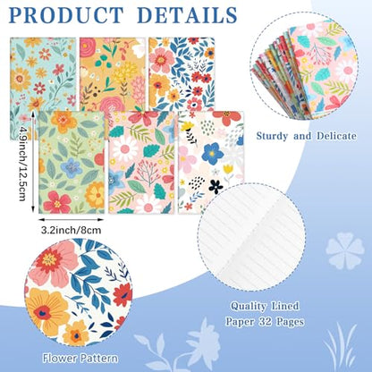 Motiskyy 24 Pcs Floral Pens Flower Ballpoint Pens Flower Notepads Set Design Line Notebook Employee Gifts Set for Student School Office Supplies, Back to School Gift(Cute) - style: Cute