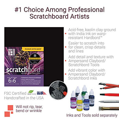 Ampersand Art Supply Scratchbord | Cat with Ball | 5’’ x 7’’ | Professional Scratchboard Art Panel | for Scratchboard Drawing, Illustration & Mixed Media - style: Cat with Ball