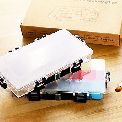 KELIFANG Paint Palette Tray, 24 Wells Watercolor Painting Pallet, Airtight Stay Wet and Leak Proof Painting Palette Travel Box for Oil Paint, Gouache, Acrylic