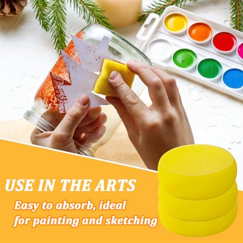 30 Pack Round Painting Sponge 2.9 inch Artist Sponges Yellow Ceramic Sponges Watercolor Synthetic Sponge Clay Sponge Face Painting Sponges - size: 30pcs-2.9inch