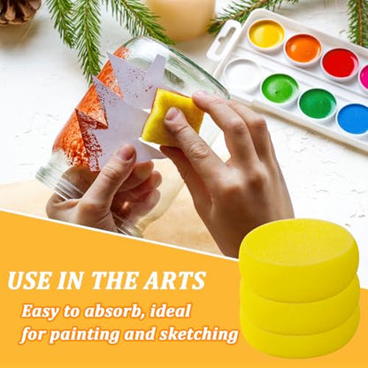 30 Pack Round Painting Sponge 2.9 inch Artist Sponges Yellow Ceramic Sponges Watercolor Synthetic Sponge Clay Sponge Face Painting Sponges - size: 30pcs-2.9inch