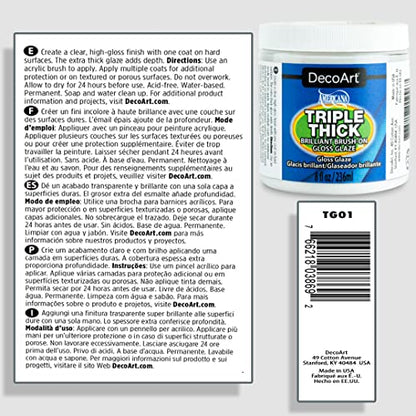 DecoArt Triple Thick Gloss Glaze - Jar, 8fl oz (3 Pack) - color: Clear, size: 8 Fl Oz (Pack of 3), style: 24 fl oz