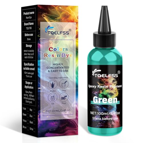 Green Epoxy Resin Pigment - 3.4 fl.oz / 100ml Concentrated Dye for Coaster,River Tables, Opaque Epoxy for DIY Art, UV Resin, Painting,Colorant for Jewelry Making - color: Green