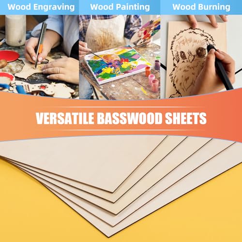 AWIZOM 12 Pack Basswood Sheets for Crafts-18 x 24 x 1/8 Inch- 3mm Thick Plywood Sheets with Smooth Surfaces Unfinished Wood Boards for Laser Cutting, Wood Burning, Architectural Models, Staining - size: 18 x 24 inch