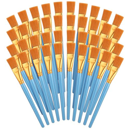 40Pcs Flat Paint Brushes Set, 1 Inch Wide Watercolor Brush Oil Painting Brushes Big Paint Professional Brush for Kids, Art Painters, Students Graffiti, Gouache, Acrylic Painting(Glod) - color: Glod