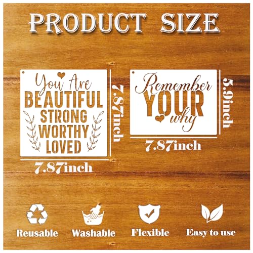 25Pcs Inspirational Word Stencils for Crafts Reusable Quotes Motivational Stencil Positive Drawing Faith Stencils for Painting on Wood Canvas Fabric (25 Words)