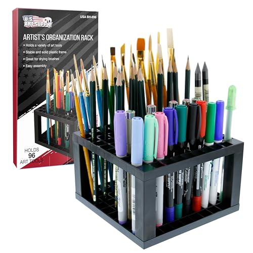 U.S. Art Supply 96 Slot Marker Organizer & Paint Brush Holder – Marker Storage, Pens, Brushes, Colored Pencils - size: 96 Hole