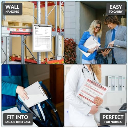 Sooez Clipboard with Storage, Heavy Duty Cleaview Clip Boards 8.5x11 with Dual Storage, Dry Erase Plastic Nursing Clipboard, High Capacity Clipboards Folder for Teacher Nurse, School & Office Supplies - color: White