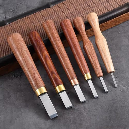 Wood Carving Tools, 6Pcs Wood Carving Knife Kit, Linocut Carving Tools Set, with Wooden Handle, Square U Shaped Blade, for Woodblock Printing, Woodcut Printmaking, Linoleum Carving, Linocut