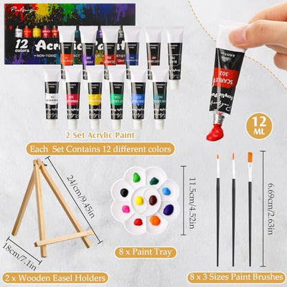 Cholemy 36 Pcs Paint and Sip Kit for Adults 8''x10'' Pre Drawn Canvas for Painting DIY Afro Acrylic Painting Kit Wood Easel Brushes Date Night Bulk for Summer 4th of July Party Gift(Charming Lady) - style: Charming Lady