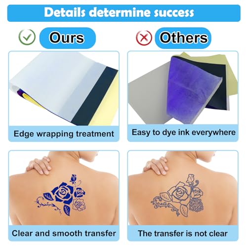Tattoo Transfer Paper, 100 Sheets Tattoo Stencil Paper, Stencil Paper for Tattooing- A4 Sizes, Tattoo Stencil Kit, Carbon Tracing Pape,4 Layers Thermal Transfer Paper DIY Tattoo