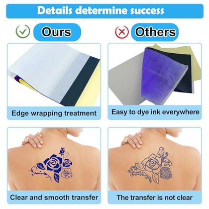 Tattoo Transfer Paper, 100 Sheets Tattoo Stencil Paper, Stencil Paper for Tattooing- A4 Sizes, Tattoo Stencil Kit, Carbon Tracing Pape,4 Layers Thermal Transfer Paper DIY Tattoo