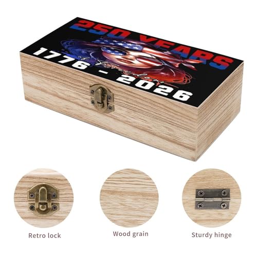 250 Years of America Jewelry Box Wooden Rustic Multi-Purpose Organizer with Front Clasp for Jewelry, Crafts, Accessories & Small Items - color: style-5