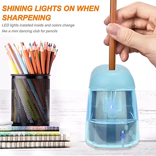 Eagle Electric Pencil Sharpener, Battery Powered Sharpener, LED Light Shinning During Sharpening, Portable, with Reusable and Replaceable Blade, Suitable for Kids, Ideal School Office Supplies(Blue) - color: Blue