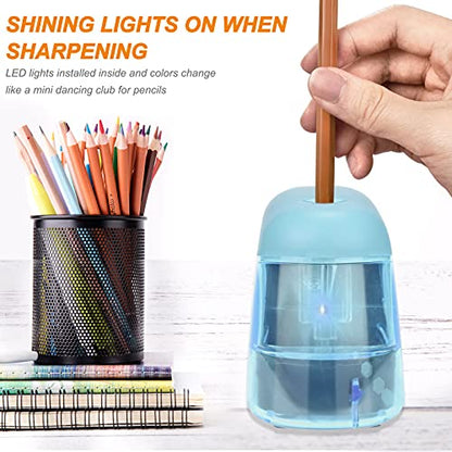 Eagle Electric Pencil Sharpener, Battery Powered Sharpener, LED Light Shinning During Sharpening, Portable, with Reusable and Replaceable Blade, Suitable for Kids, Ideal School Office Supplies(Blue) - color: Blue