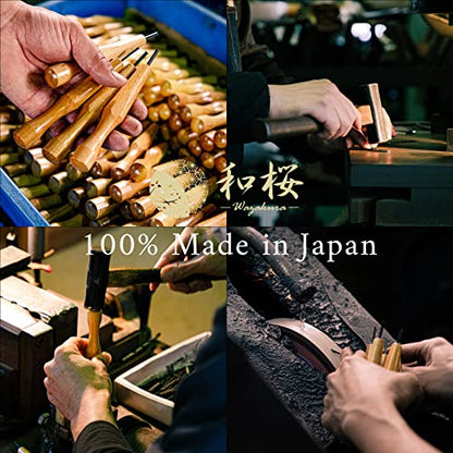 Wazakura 3PCS Bonsai Chisel Kit with Round Gouge, Single Bevel Skewed and V-Parting Tool, Hand Carving Tool Set for Jin Shari Making, Woodworking Knife Pack (3PCS Bonsai Chisel Kit)
