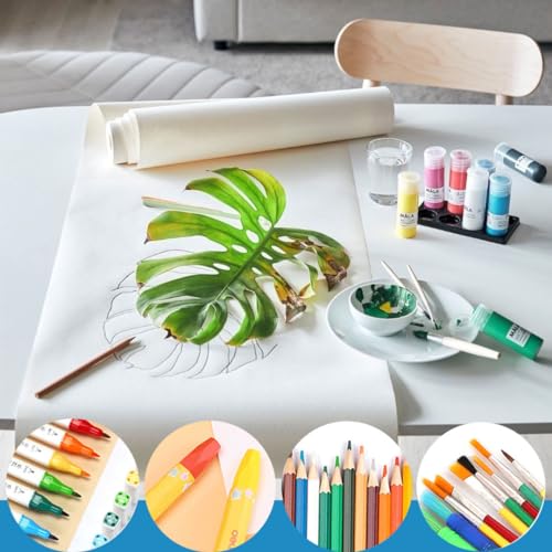 Easel Paper Roll 12 Inch x 49 Feet, Durable Drawing Paper for Kids Art,White Bulletin Board Paper,Craft Paper Roll for Paints, Wall Art and Gift Wrap ﻿