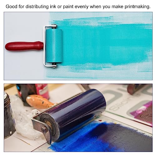 PATIKIL 1.2 Inch Rubber Roller Brayer, 2 Pack Anti Skid Hard Rubber Roller Tools for Wallpaper Art Craft Printing Printmaking Ink Stamping Tape Construction