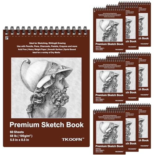 10 Pack Sketch Book 5.5×8.5 inch, Spiral Sketch Pad 600 Sheets Each(68lb/100gsm), Drawing Painting Sketchbook for Kids, Beginners, Artists - color: 10 Pack, size: 5.5" x 8.5"