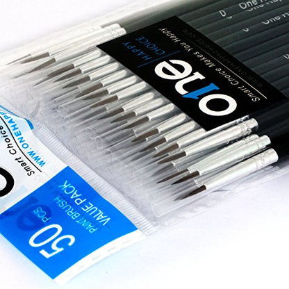 50 Pcs Pack of Synthetic Fine Detail Paint Brushes Set for Miniature, Scale Model, Art Painting in Acrylic, Oil, Watercolor - Pointed Round (Size #0 Medium) - size: Size #0 (Medium)