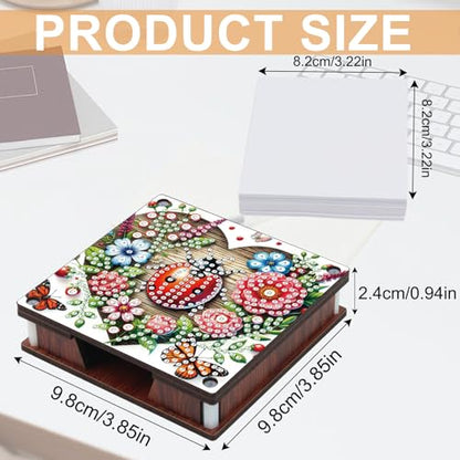 JISHSHAY 2 PCS Diamond Art Note Box Ladybird Diamond Painting Note Pad Holder Animal Gem Painting Gem Art Memo Boxes Mosaic Kits for Adults Embroidery Kit Memo Pad Holder, Contains 120 Sheets of Paper - color: Ladybird