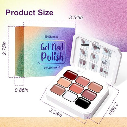 9 Colors Pat Painting Nail Gel Sponge Set,Hema＆TPO Free,6-in-1 Gradient Ombre Paint Nails Gel Palette for Blooming,Nail Color,Liner Gel,French Nail,Chrome Powder,No Wipe,DIY Nail Art(E) - color: Terracotta Blush Set