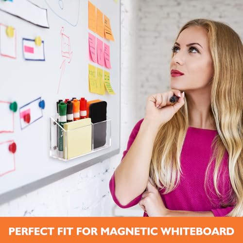 Ameceres Magnetic Pen Holder Classroom Organization Acrylic Marker Holder for Whiteboard Refrigerator Locker Accessories Pencil Dry Erase Marker Basket (2 Compartments * 1) - size: 2 Compartments * 1