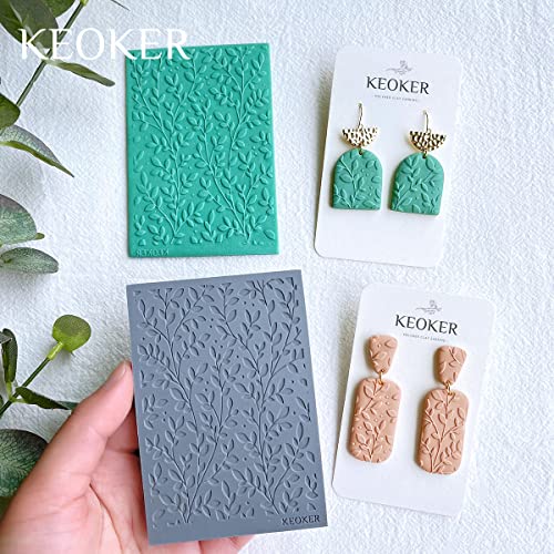 Keoker Polymer Clay Texture Sheets, Clay Texture Mat for Making Earrings Jewerly, Polymer Clay Earrings Tools (No. 7-8) - color: 7-8
