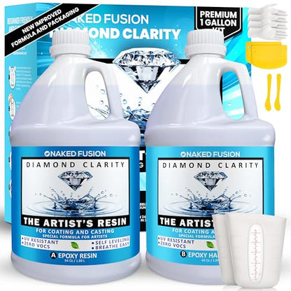 Epoxy Resin Art Resin Crystal Clear Formula- The Artist's Resin for Coating, Casting, Resin Art, Geodes, Tabletop, Bar Top, Live Edge Tables, River Tables- Non-Toxic -1 Gallon Kit - color: The Artist's Resin New Formula 1 GALLON
