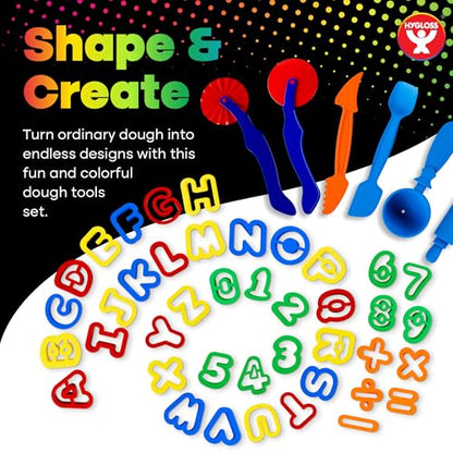 Hygloss 49 Pcs Dough Tools Set – Dough Cutters + Numbers & Alphabet Cutters Set – Educational Modeling Clay Tools – Preschool Toys & Toddler Activities – Arts & Crafts for Kids Ages 3-5 - color: Cutter Tools + ABCs Numbers (49 pcs.)