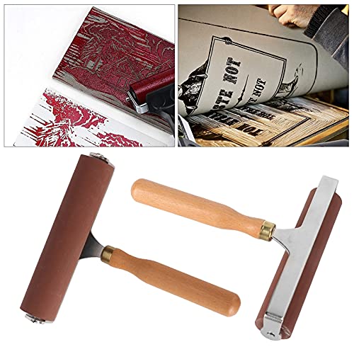 3 Sizes Printmaking Brayers, Soft Rubber Brayer, Ink and Glue Roller Set, for Printmaking, Scrapbooking, and Painting, with Comfortable Handle, Easy Operate, Cleanable Design - size: 15cm