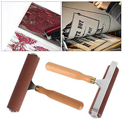 3 Sizes Printmaking Brayers, Soft Rubber Brayer, Ink and Glue Roller Set, for Printmaking, Scrapbooking, and Painting, with Comfortable Handle, Easy Operate, Cleanable Design - size: 15cm