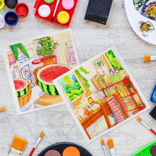 Watercolor Paper Sketchbook,3.9x3.9 Inch Mini Mixed Media Notebook,140lb/300gsmTearable Artist Paper,20 Sheets Small Travel Drawing Journal for Adults,Painting,Watercolors,Art Supplies,White - color: 1-3.9x3.9 inch-300gsm-fine white