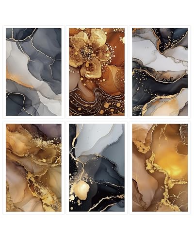 Puocaon Marble Clay Transfer Paper - 18 Pcs Elegant Marble Art Design Transfer Sheets for Polymer Clay Colorful Earrings Design Jewelry Making - color: brown marble