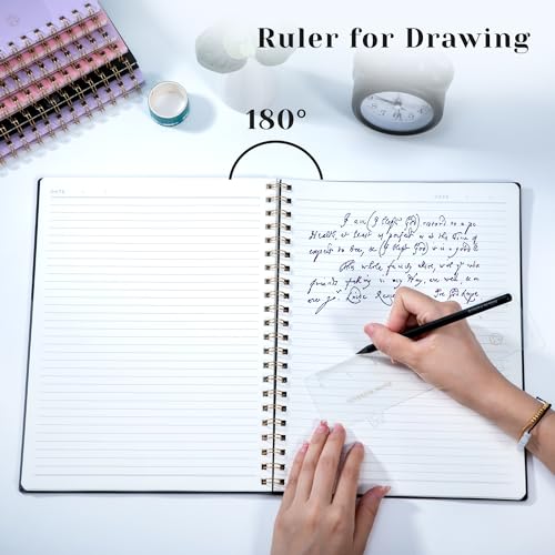 Yoment Spiral Notebook 8.5 x 11 A4 Large Notebooks for Work College Ruled Journaling Notebooks, 100 GSM Paper, Spiral Bound Journal for School Note Taking Writing, A4 Black - color: Black, style: D - Line - A4