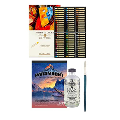 Jerry's Artarama Professional Oil Pastels and Acrylic Paint Brush With 72 Vibrant Color Pastels for Painting on Multiple Surfaces Includes 2oz Clarified Lean Medium & 6 x 8 10-Sheet Cotton Canvas Pad