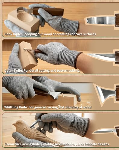 T98 28Pcs Wood Carving Kit & Whittling Tools Set – Deluxe Woodworking Hobby Kit with 8 Carving Knives, 5 Basswood Blocks, 4 Templates, Leather Bag & Safety Gear – DIY Craft Gift for Beginners & Adults