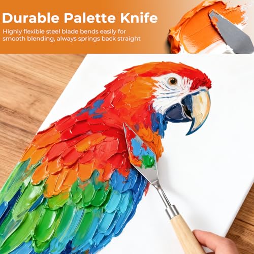 Nicpro 26pcs Paint Brush Set, Professional Paintbrushes with Palette Knife and Cloth Roll, Artist Paint Brushes for Acrylic Painting, Oil, Watercolor & Gouache, Adults Art Painting Tools Supplies - color: Burlywood