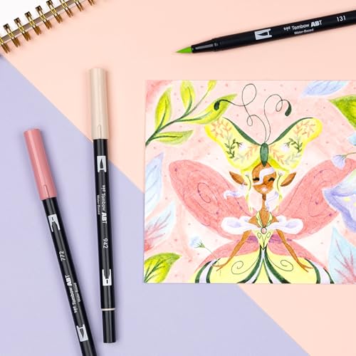 Tombow 56255 Dual Brush Pen Art Markers, Fairies, 10-Pack, Water-Based Ink, for Hand Lettering, Watercolor, Fine Art, Illustrations