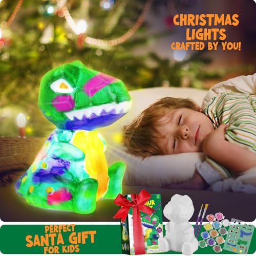 LAOESE Paint Your Own Dinosaur Lamp Kit, Art Supplies Kids Paint Set, Arts and Crafts for Kids Ages 8-12, Dinosaur Toys Girls Boys Birthday Gifts for Kids Ages 3 4 5 6 7 8 9 10 11 12+ - style: Dinosaur