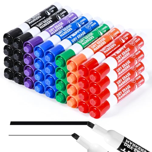 Tbay Dry-Erase Markers - 36 Counts, Chisel Tip Whiteboard Markers for Office/School Supplies, Low Odor, 6 Assorted Colors - color: Multicolor