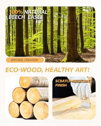 Adjustable Wooden Art Easel Stand for Painting, Solid Beech Wood Easel Stand with Storage Tray,Floor Standing Paint Art Easel for Adults,Large Easel Painting for Adults Artist Students Studio - style: Easel – Walnut Finish